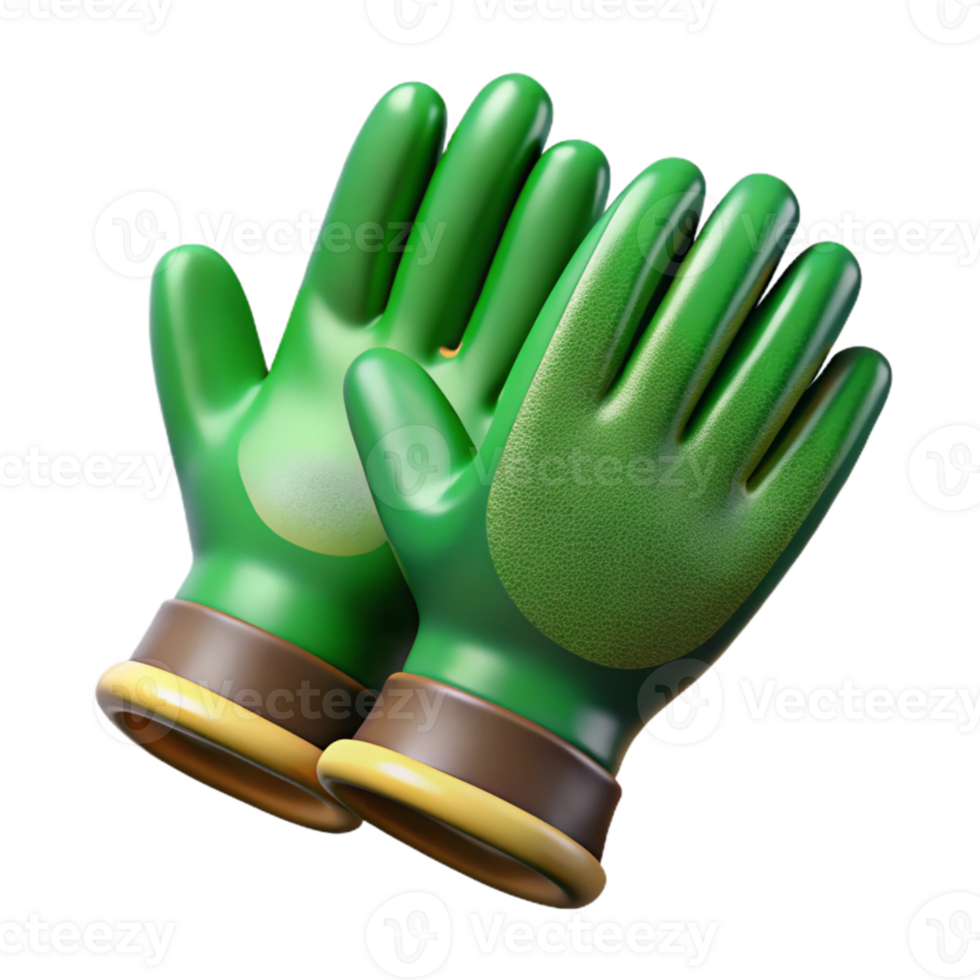 vibrant artistic Gardening Gloves Green Isolated Cutout with Grip Texture png
