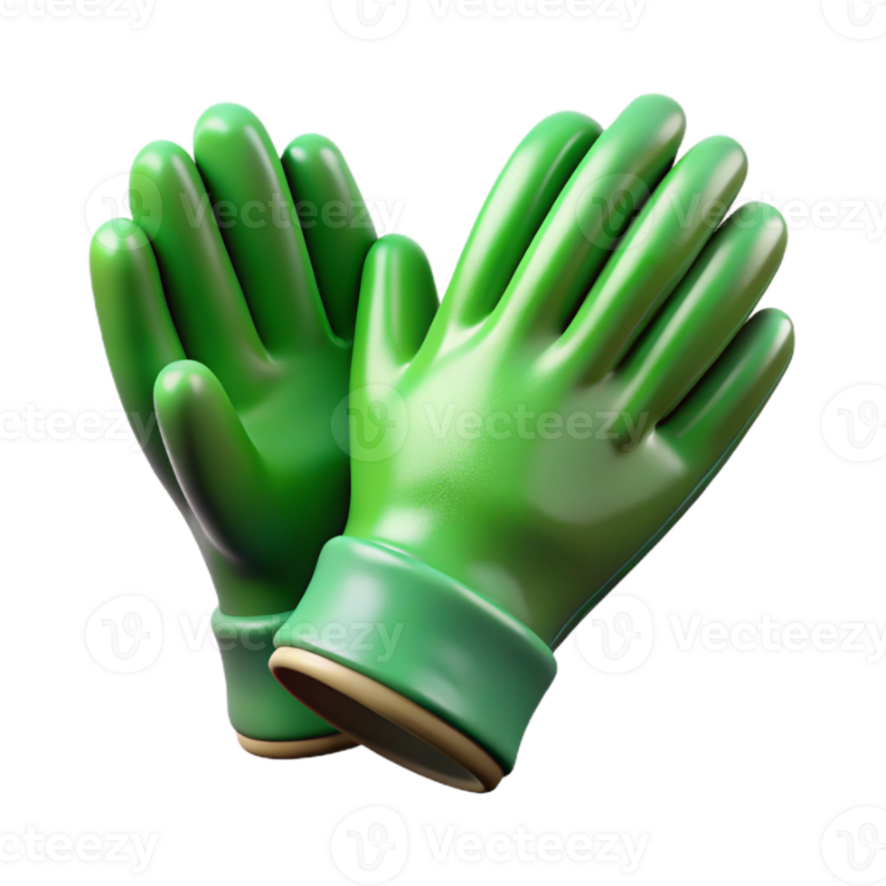 elegant vintage Gardening Gloves Green Isolated Cutout with Grip Texture detailed png