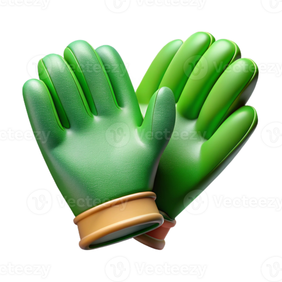 wonderful classic Gardening Gloves Green Isolated Cutout with Grip Texture png
