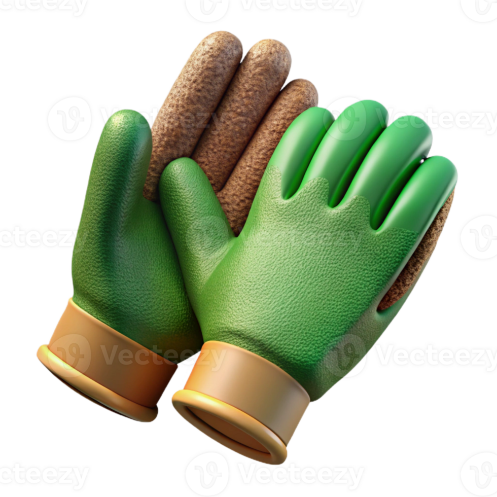 dramatic minimalist Gardening Gloves Green Isolated Cutout with Grip Texture exclusive png