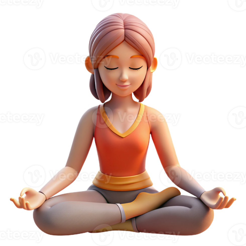 magnificent abstract Woman Meditating Isolated with Warm Light original png
