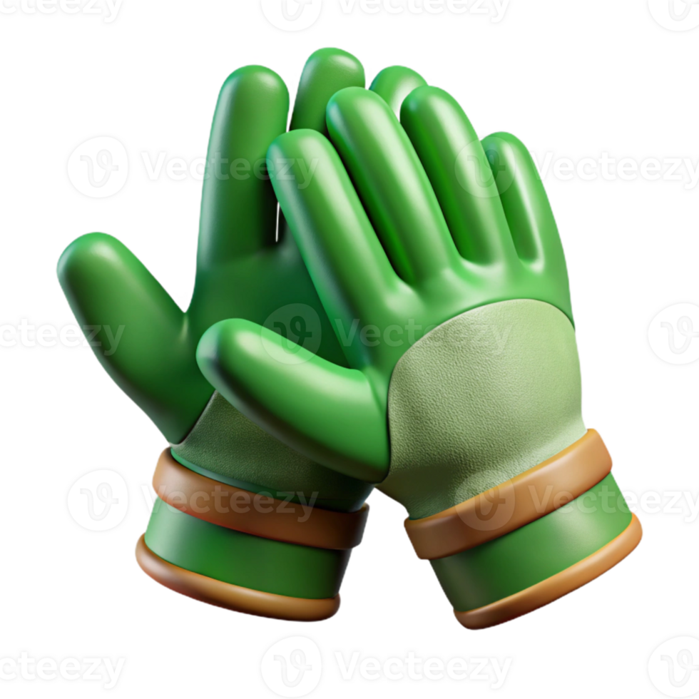 elegant abstract Gardening Gloves Cutout with Green Color Transparent Background detailed png