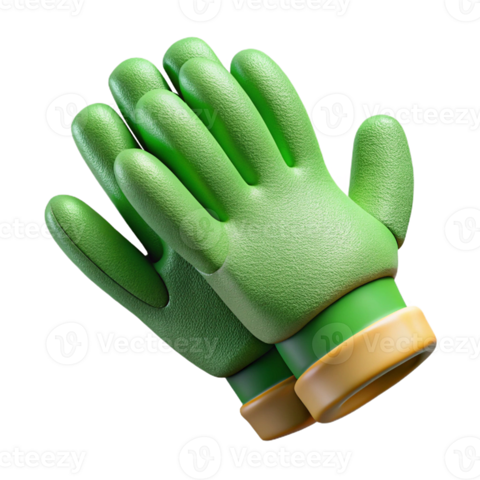 serene minimalist Gardening Gloves Cutout with Green Color Transparent Background exclusive png