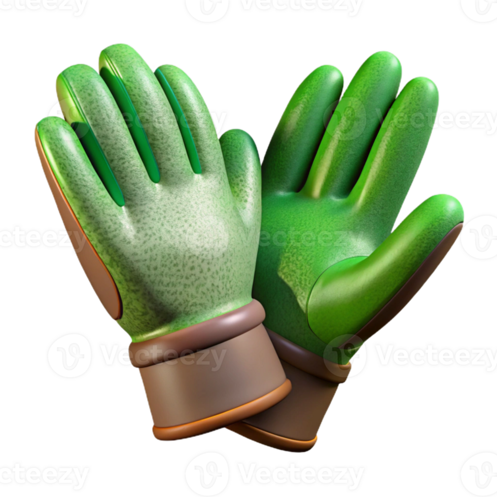 serene abstract Gardening Gloves Cutout with Green Color Transparent Background original png