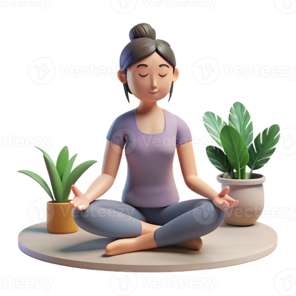 dramatic classic Woman Practicing Meditation Indoors Cutout Transparent Background exclusive png