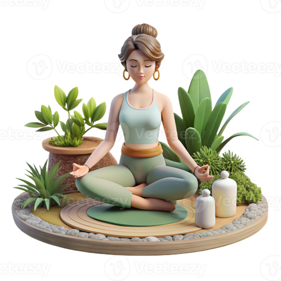 magnificent rustic Woman Practicing Mindfulness in Garden Cutout Transparent Background professional png