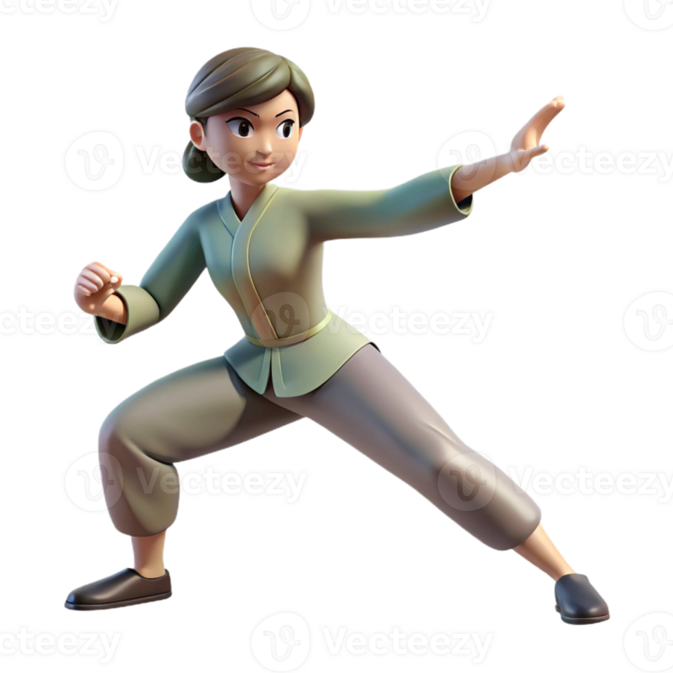 dramatic artistic Woman Practicing Tai Chi Flowing Movement Transparent professional png