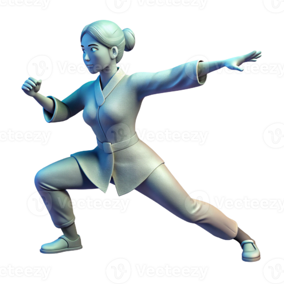 dramatic minimalist Woman Practicing Tai Chi Flowing Movement Transparent high resolution png