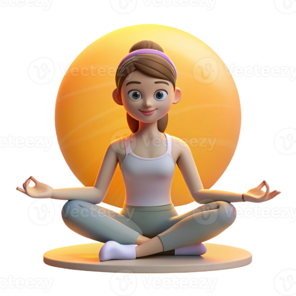 wonderful vintage Woman Practicing Yoga at Sunrise Isolated Element exclusive png