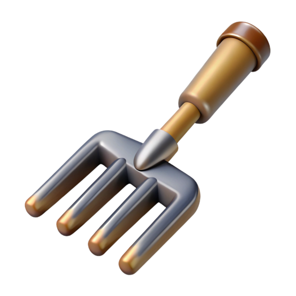 serene artistic Garden Rake Metal Isolated Cutout with Wooden Handle high resolution png