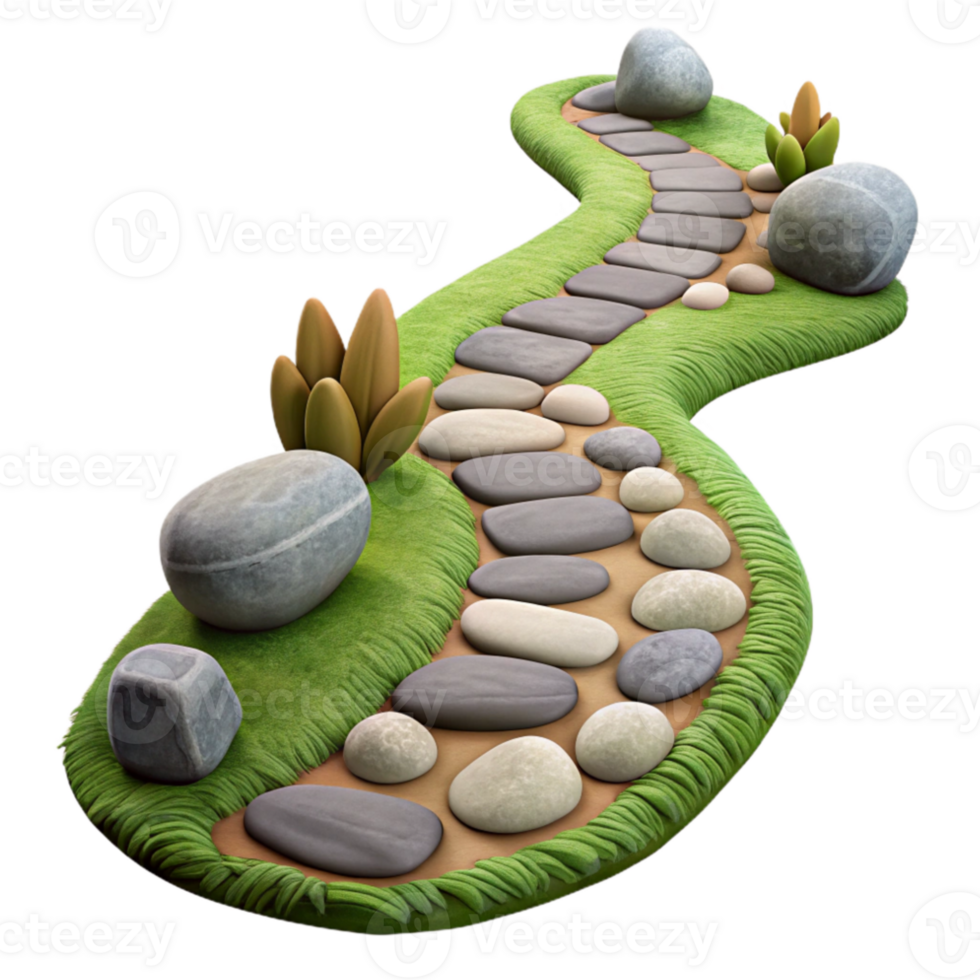 beautiful modern Garden Path with Stones Isolated Winding Path genuine png