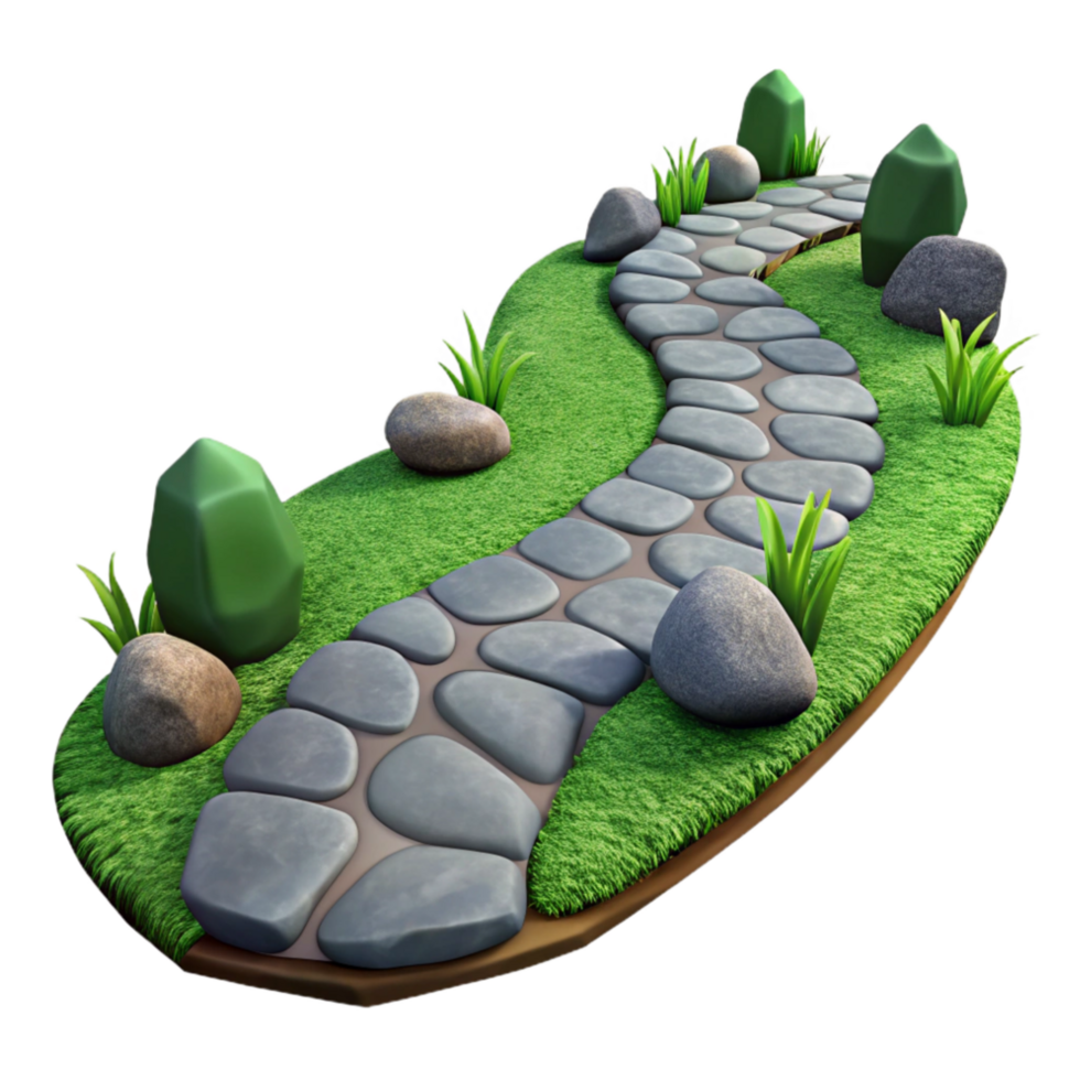 vibrant contemporary Garden Path with Stones Isolated Winding Path png