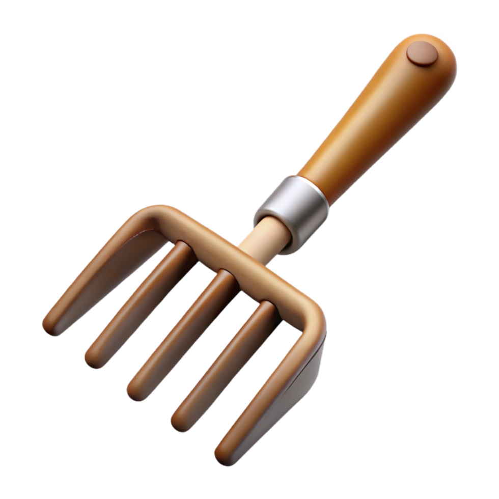 Garden Rake Metal Isolated Cutout with Wooden Handle png