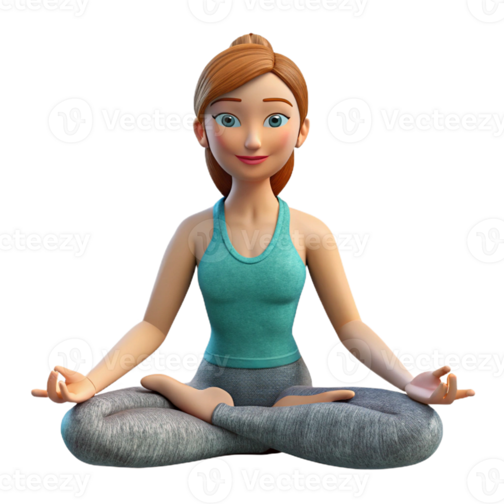 serene traditional Woman Practicing Yoga Isolated on White Background original png