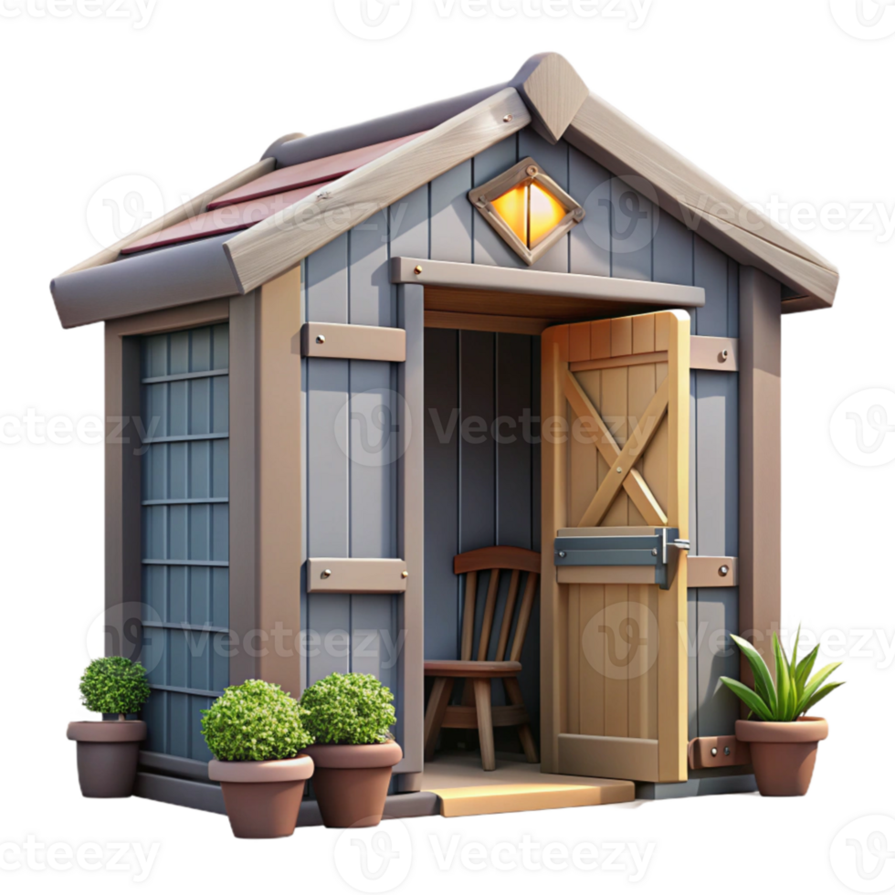 elegant vintage Garden Shed Transparent with Open Door premium png