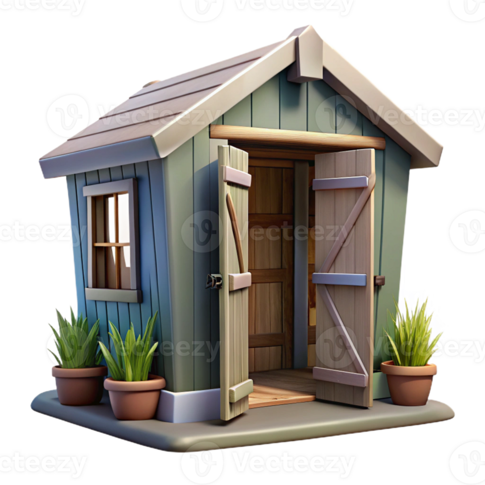 wonderful rustic Garden Shed Transparent with Open Door high quality png