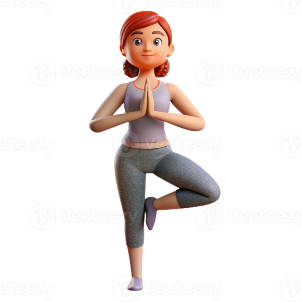 beautiful abstract Woman Practicing Yoga Tree Pose Cutout exclusive png