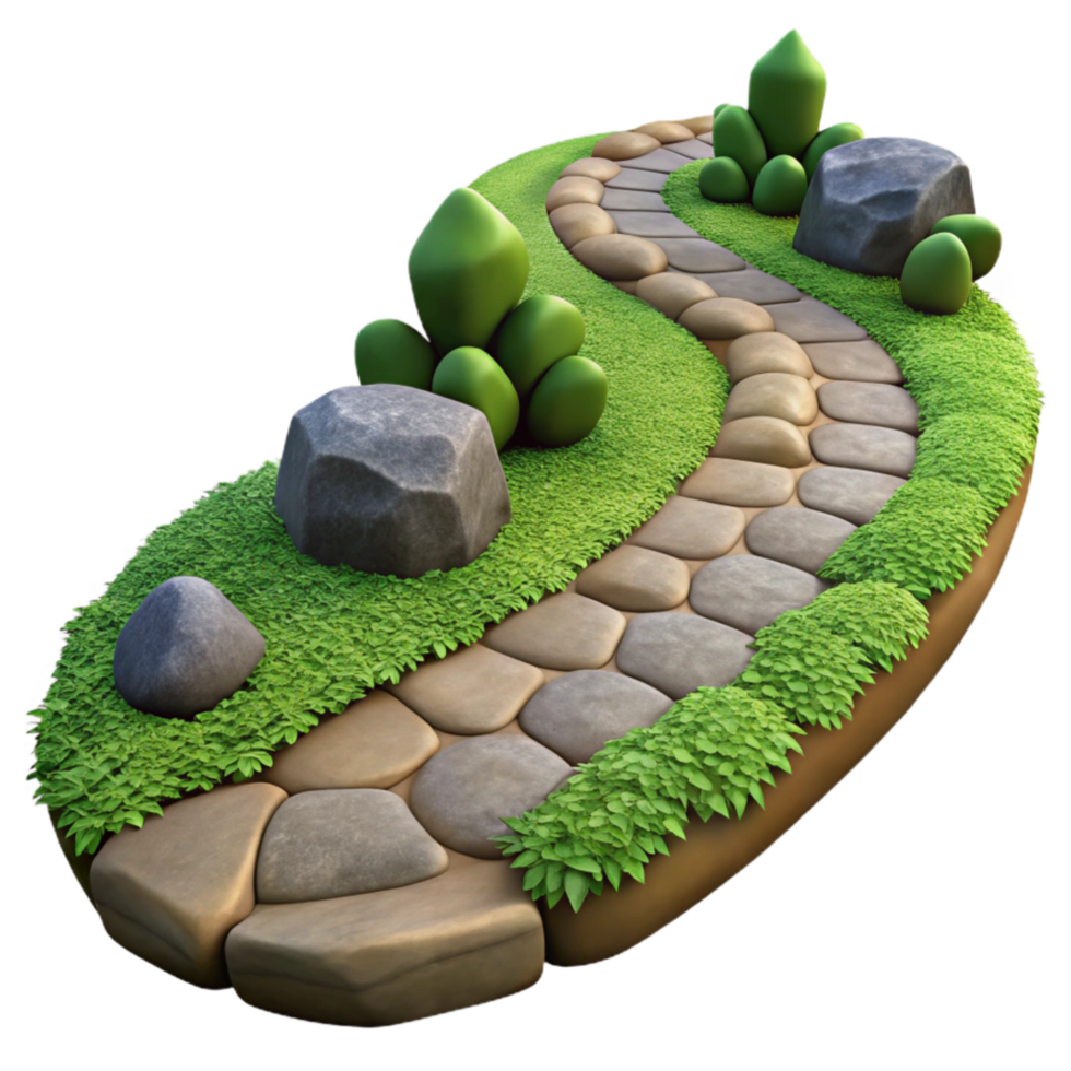 Garden Path with Stones Isolated Winding Path png