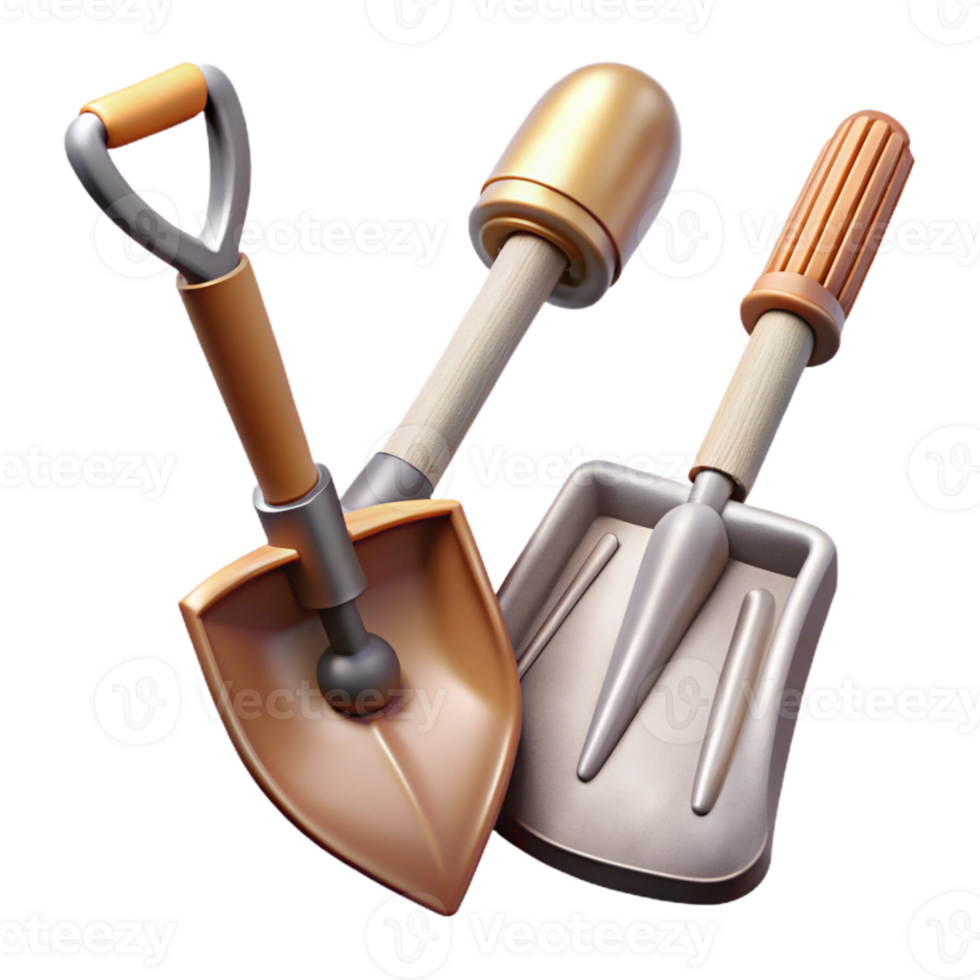 serene traditional Garden Tools Cutout with Spade and Rake original png