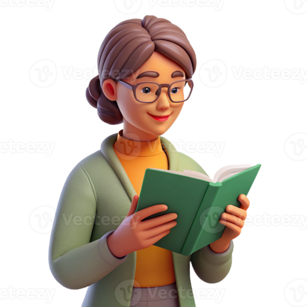 vibrant traditional Woman Reading Book Relaxation Concept Isolated high quality png