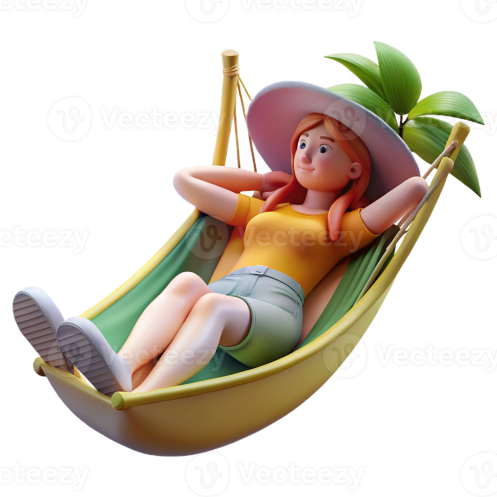 dramatic creative Woman Relaxing in Hammock Top View Cutout high resolution png