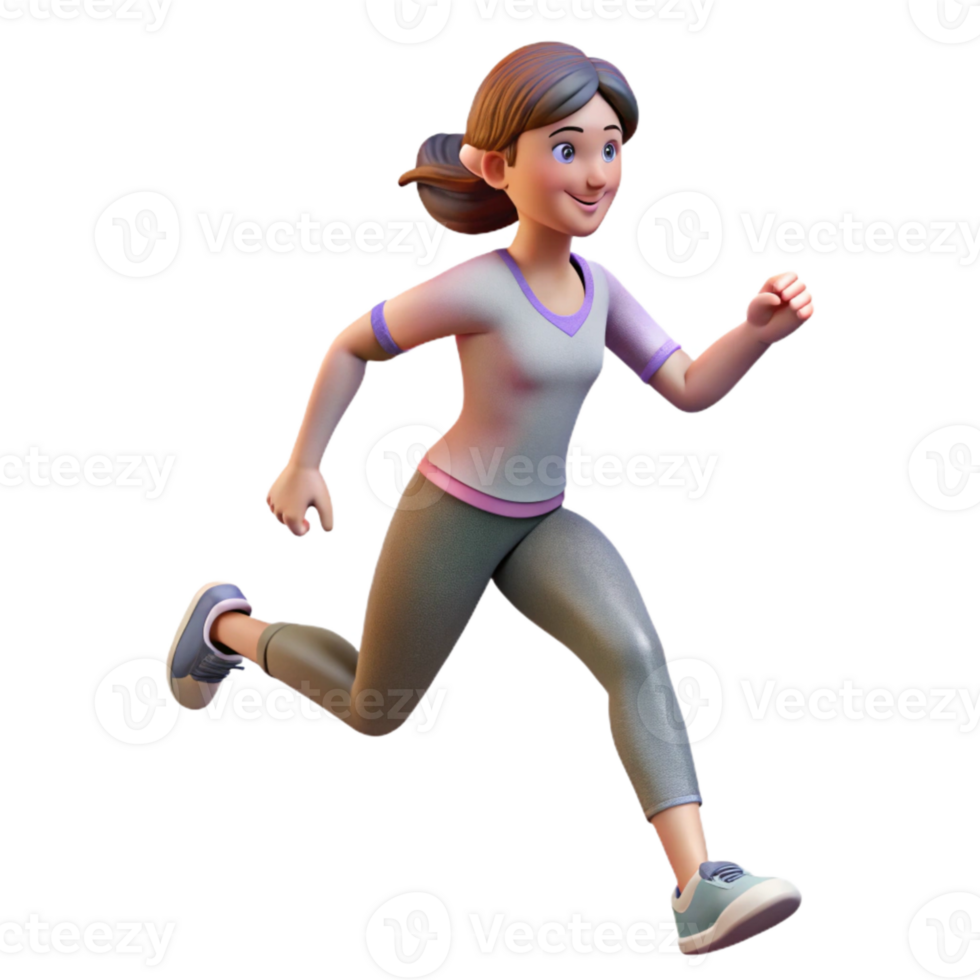 wonderful traditional Woman Running in Park Isolated original png