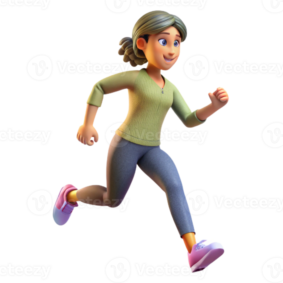 extraordinary traditional Woman Running in Park Isolated detailed png