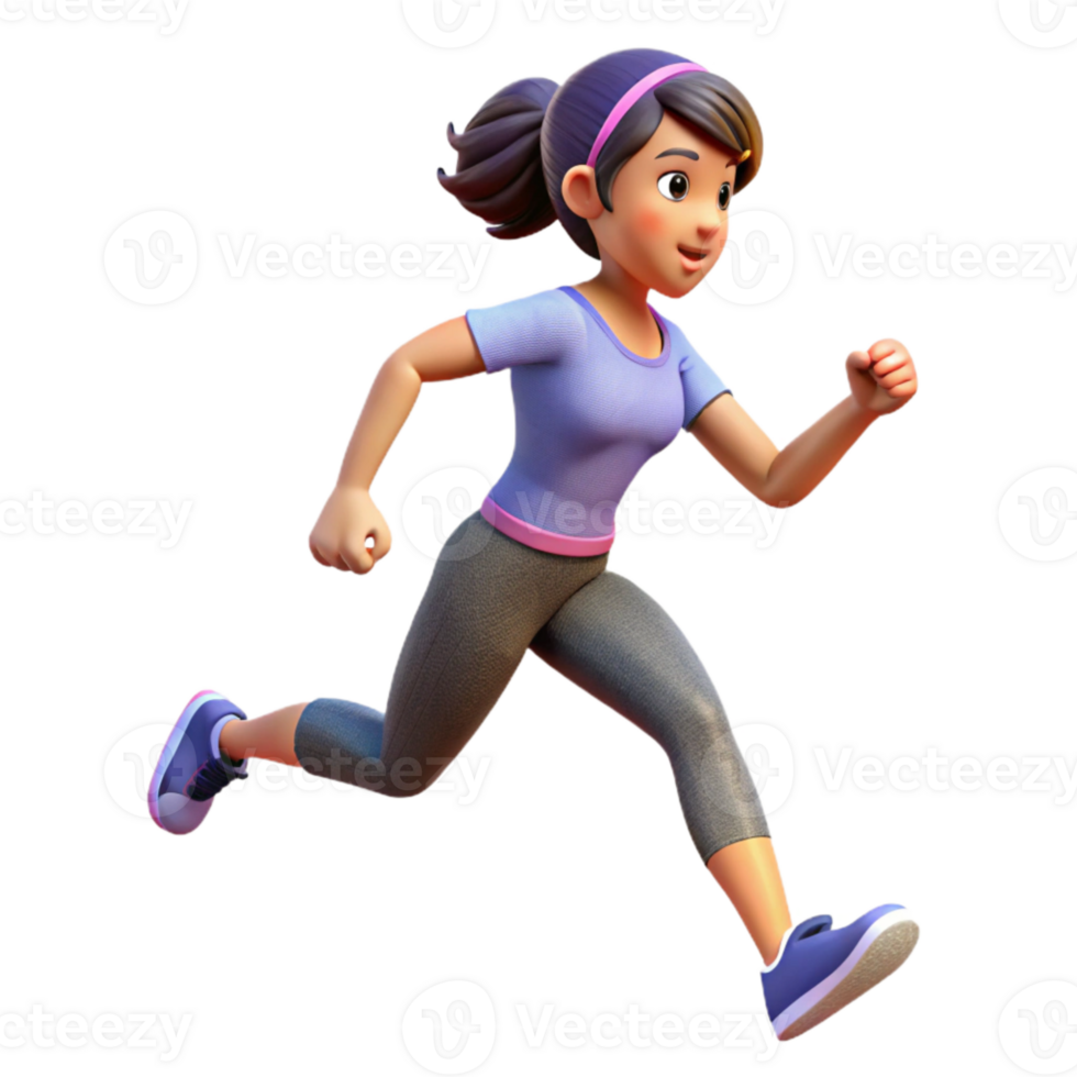 vibrant rustic Woman Running Park Trail Side View Isolated premium png