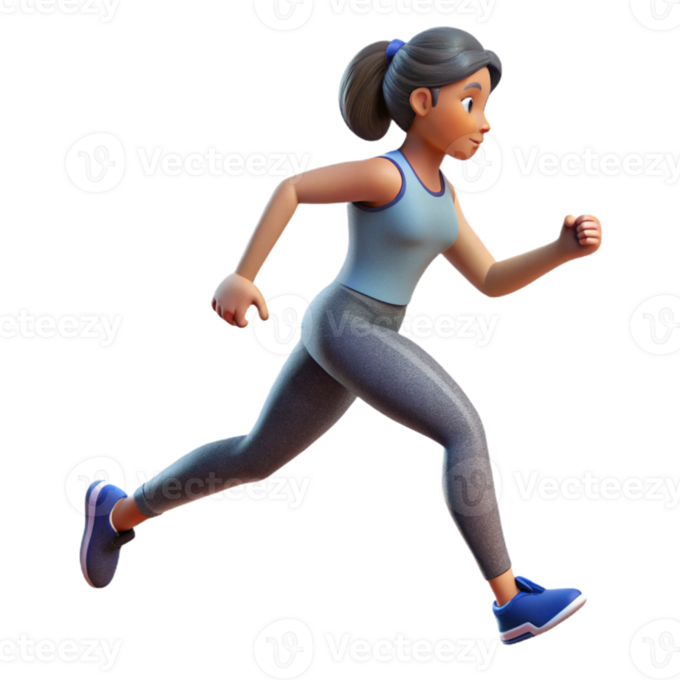 vibrant vintage Woman Running Side View Silhouette Isolated Element png