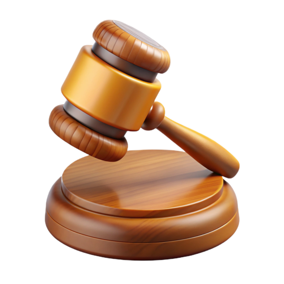 elegant traditional Gavel Icon with Wooden Base Isolated original png