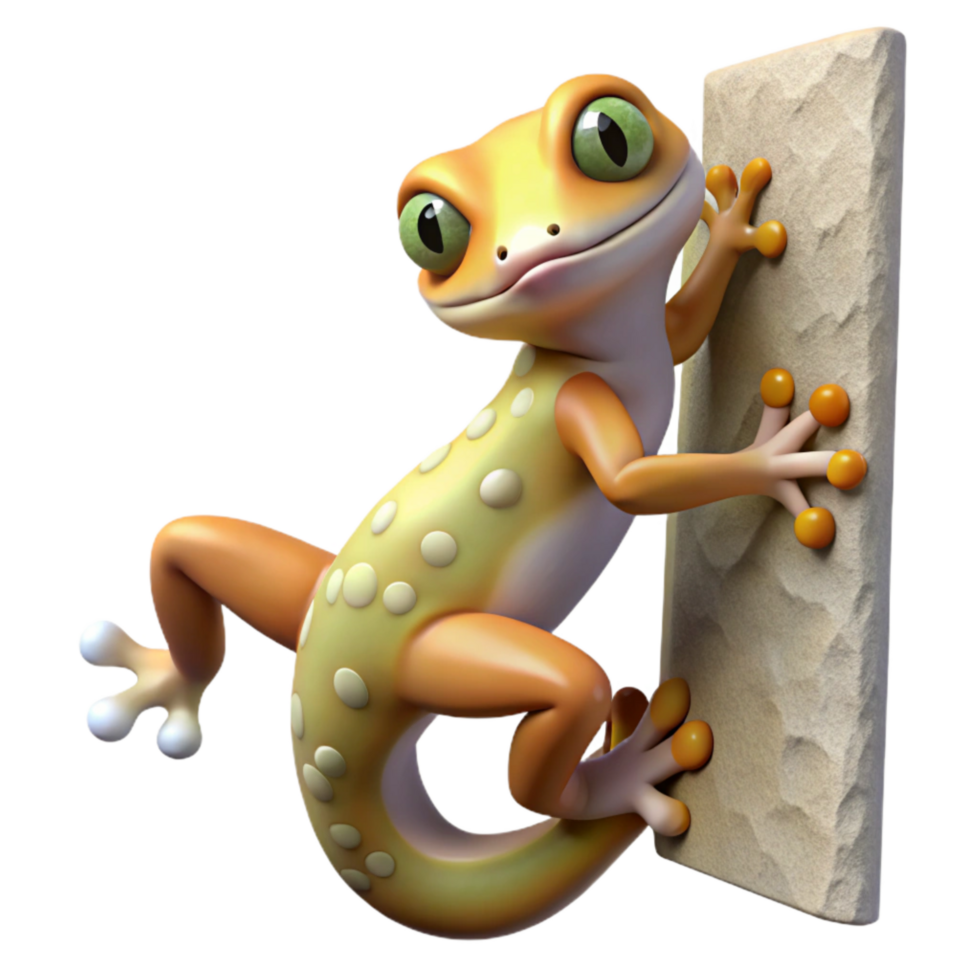 vibrant modern Gecko Climbing on Wall Transparent Element high quality png