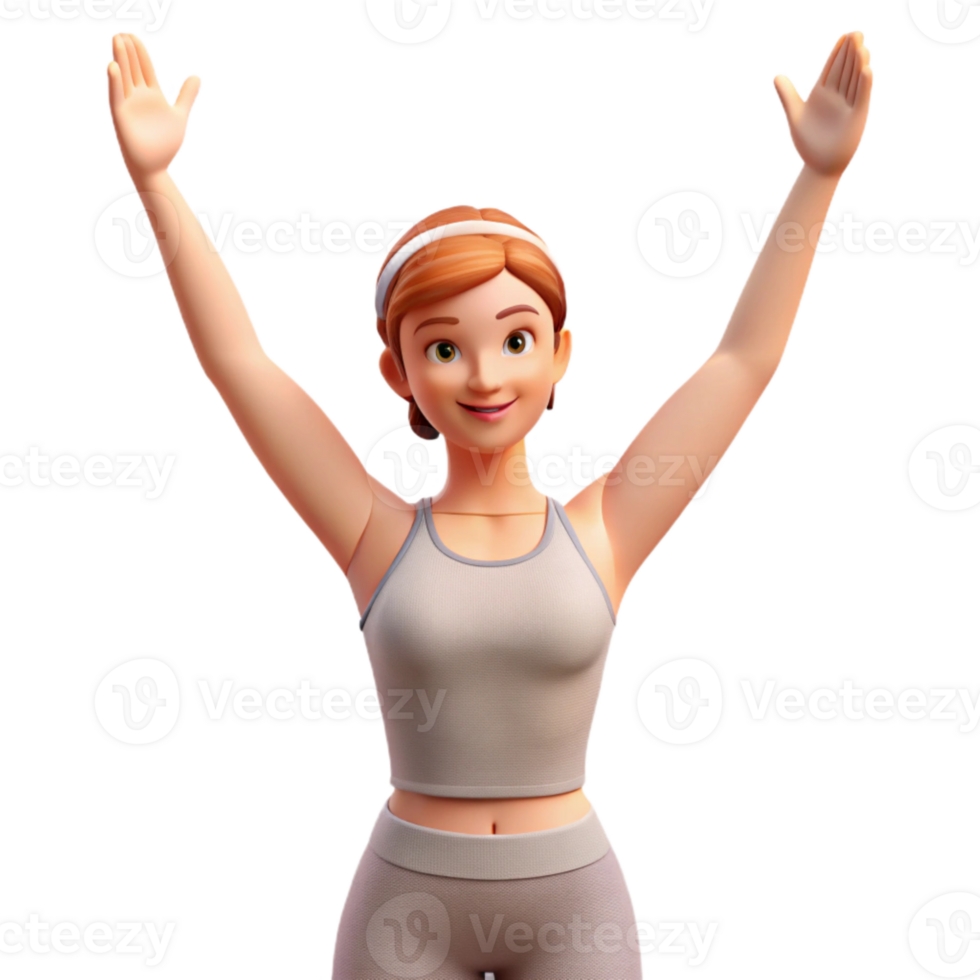 beautiful modern Woman Stretching Arms Overhead Isolated original png