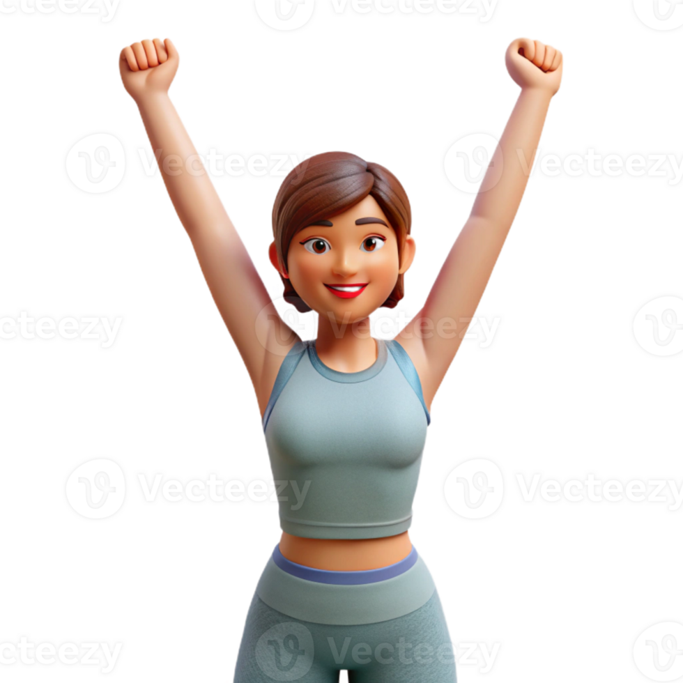 dramatic vintage Woman Stretching Arms Overhead Isolated exclusive png