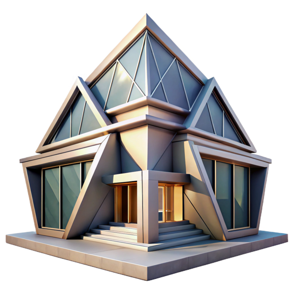 vibrant vintage Geometric Building Angular Design Cutout Isolated detailed png