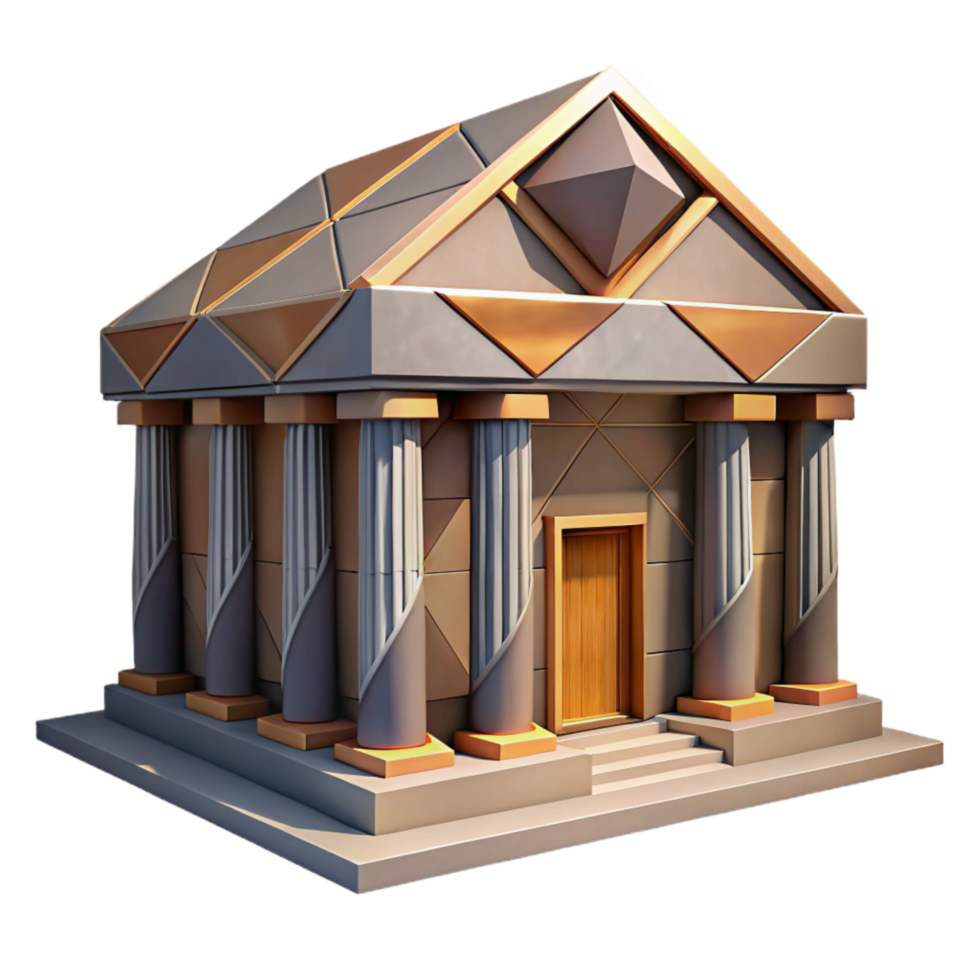 wonderful vintage Geometric Building Design Symmetrical Facade Cutout original png