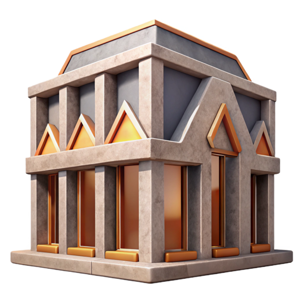 magnificent traditional Geometric Building Facade Cutout Element premium png