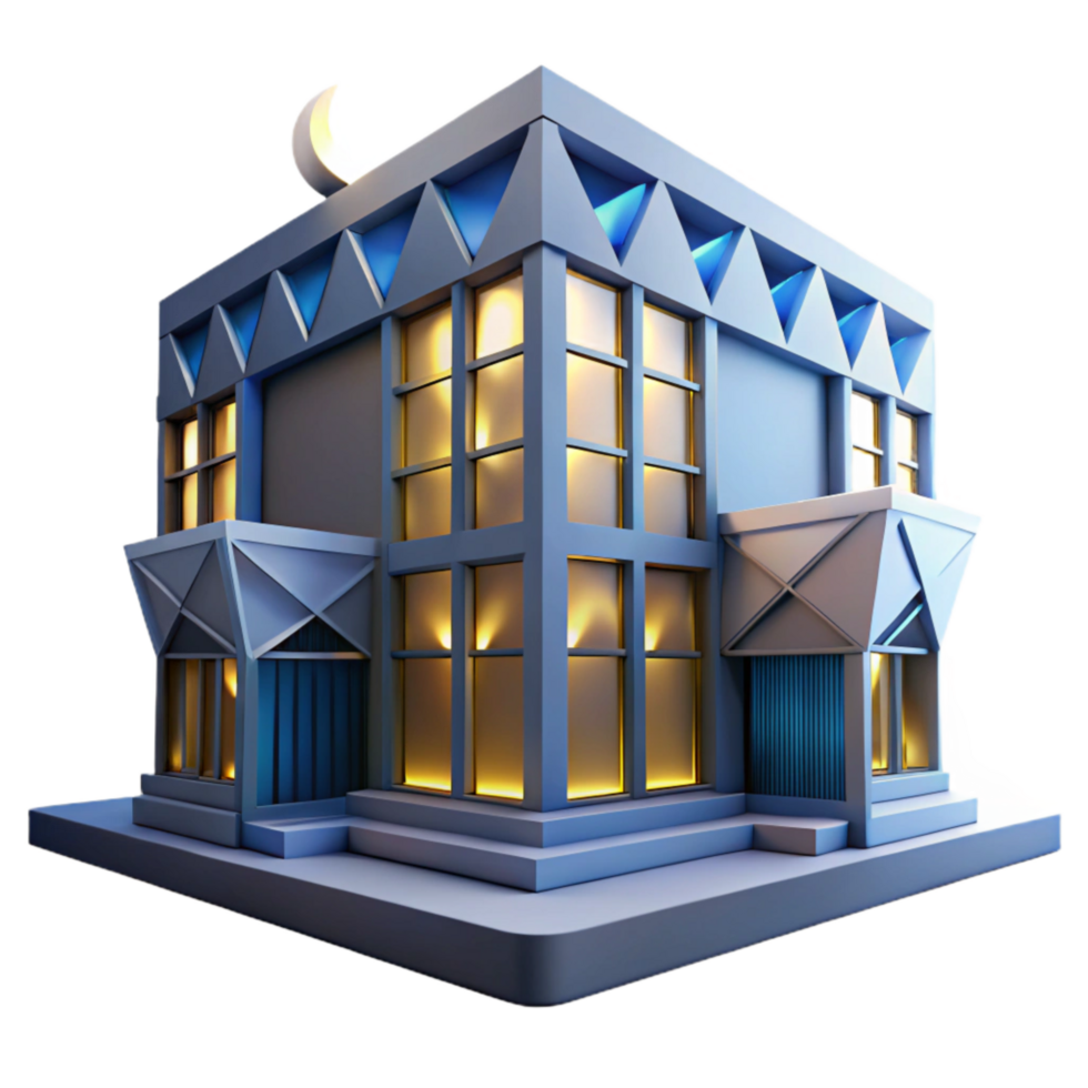 impressive classic Geometric Building Facade Night View Cutout high resolution png