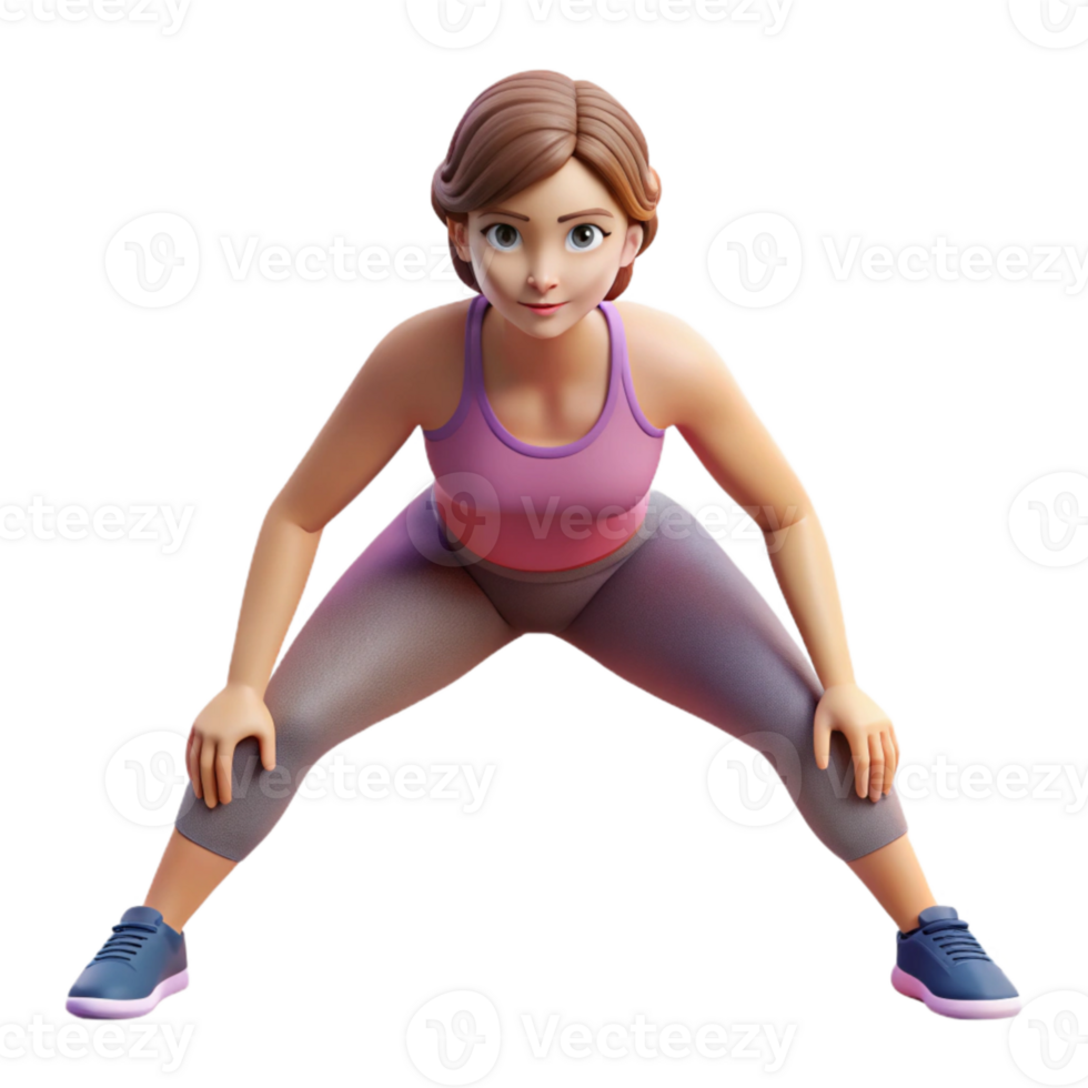 serene contemporary Woman Stretching Quads Front View Isolated png
