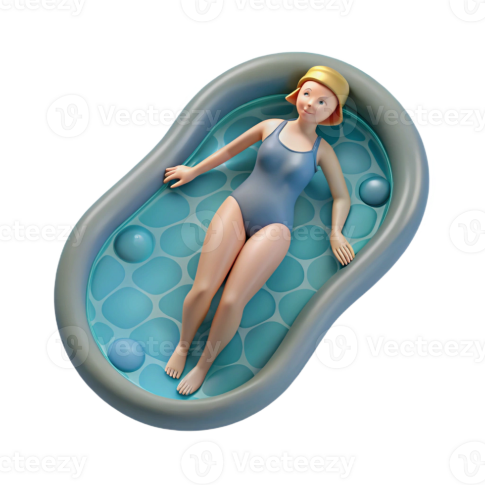 serene creative Woman Swimming in Pool Top View Transparent authentic png