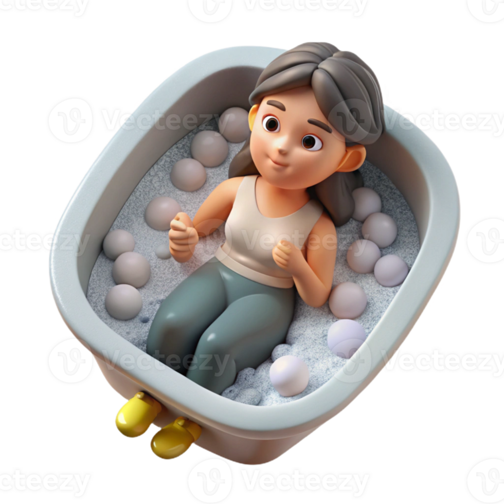 beautiful creative Woman Taking Bath with Bubbles Top View Cutout high resolution png