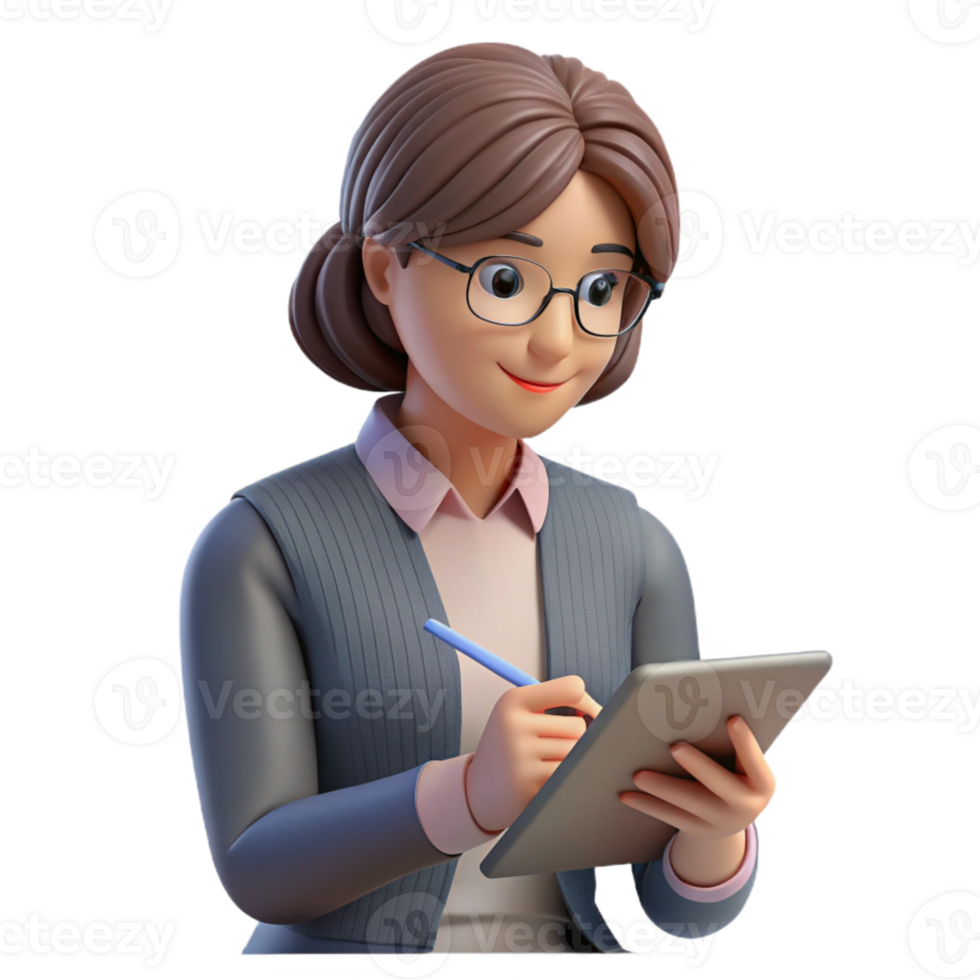 beautiful contemporary Woman Taking Notes During Online Meeting Cutout Element high resolution png
