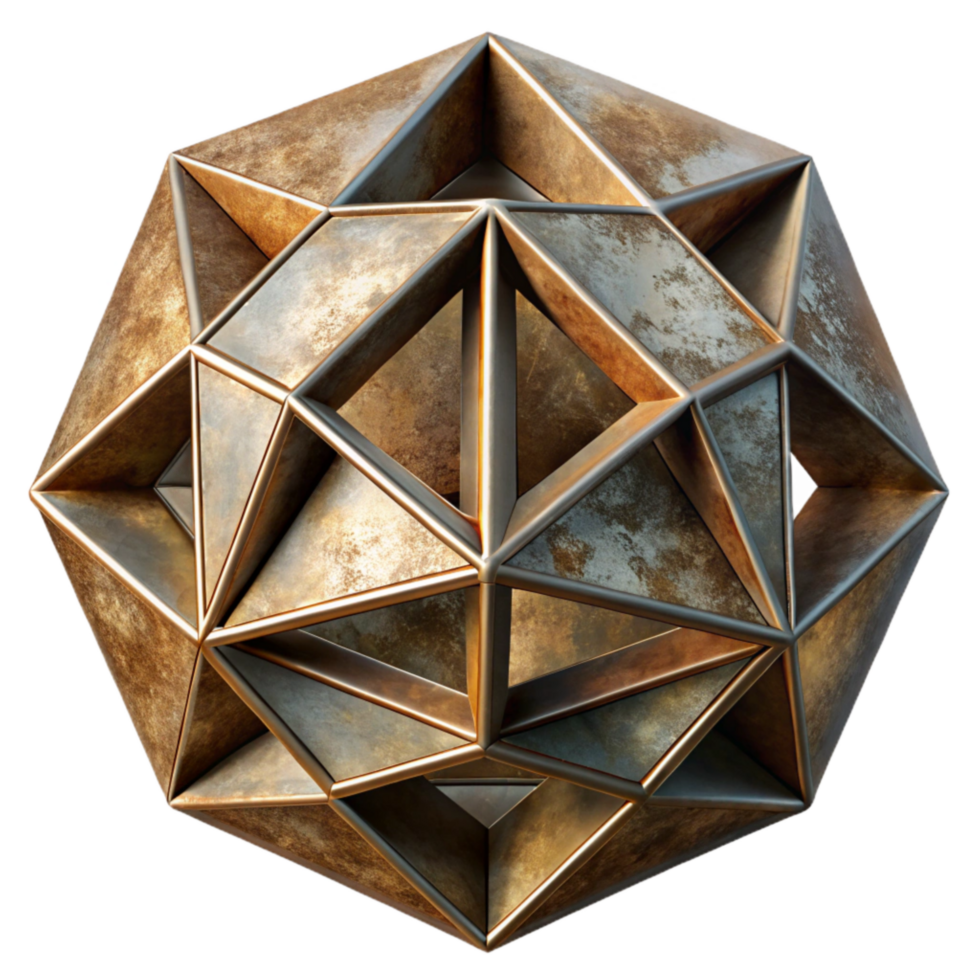 magnificent artistic Geometric Metal Art Piece Transparent Background high quality png