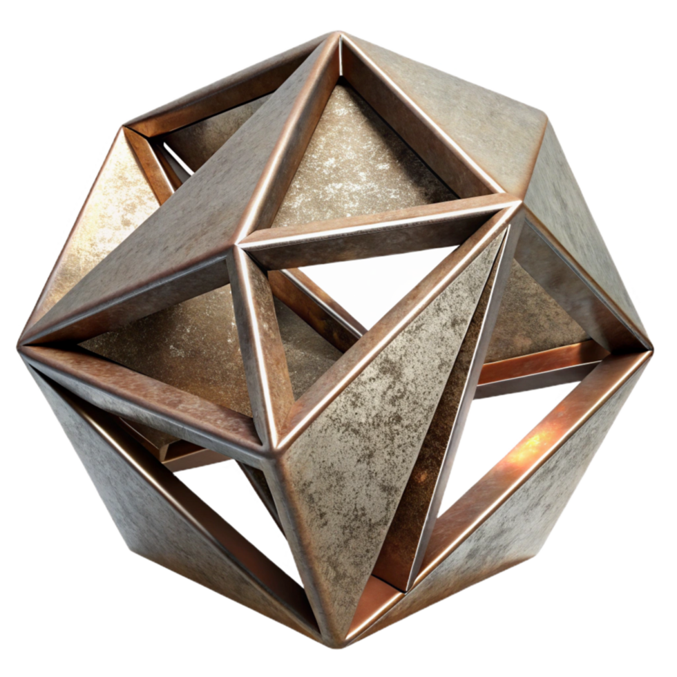 stunning modern Geometric Metal Sculpture Polished Finish Transparent Background high resolution png
