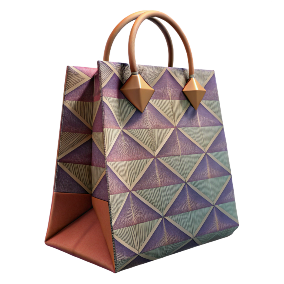 serene classic Geometric Patterned Gift Bag Top View Transparent Background authentic png