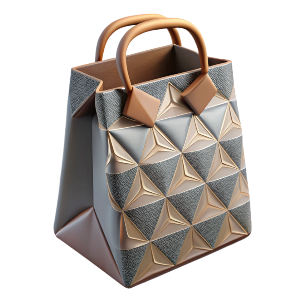 serene abstract Geometric Patterned Gift Bag Top View Transparent Background authentic png