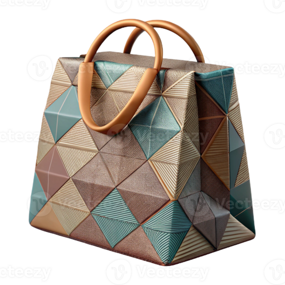 wonderful artistic Geometric Patterned Gift Bag Top View Transparent Background original png