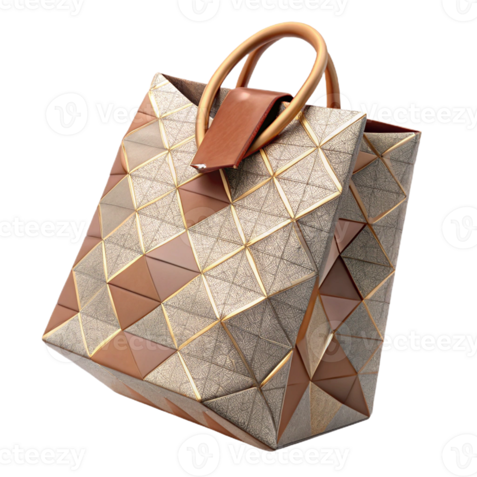 beautiful minimalist Geometric Patterned Gift Bag Top View Transparent Background authentic png