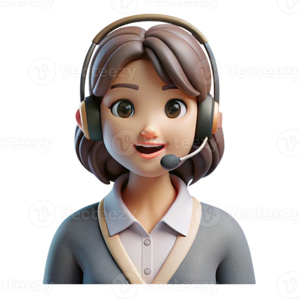 stunning abstract Woman Wearing Headset with Microphone Isolated Transparent Background professional png