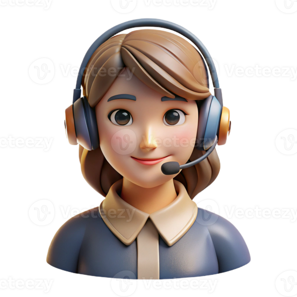 magnificent artistic Woman Wearing Headset with Microphone Isolated Transparent Background genuine png