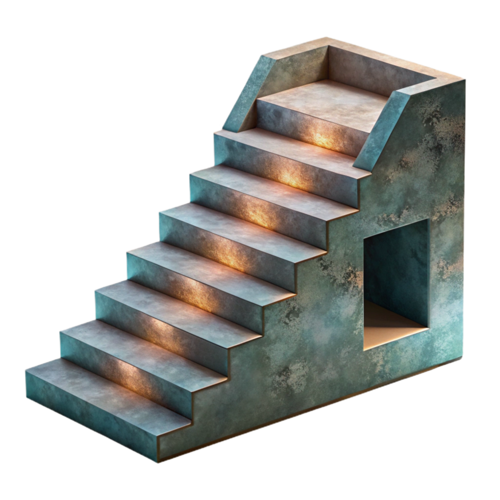vibrant traditional Geometric Staircase Design Illuminated Cutout authentic png